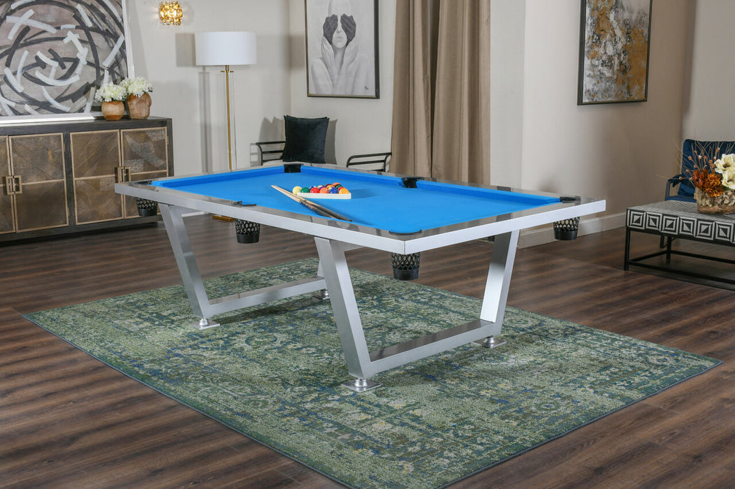 AFD Home 8 Ft Modern Stainless Steel Pool Table Indoor/ Outdoor