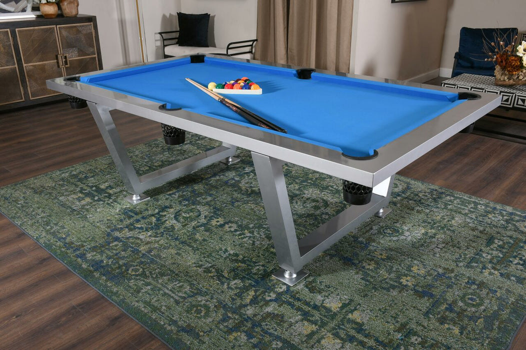 AFD Home 8 Ft Modern Stainless Steel Pool Table Indoor/ Outdoor