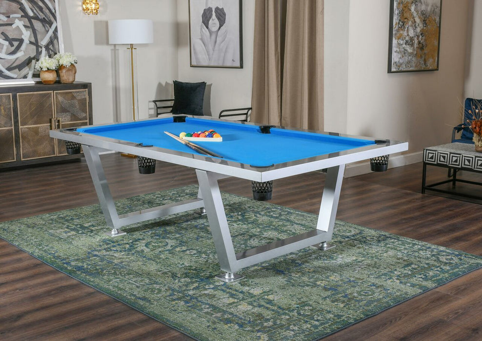 AFD Home 8 Ft Modern Stainless Steel Pool Table Indoor/ Outdoor