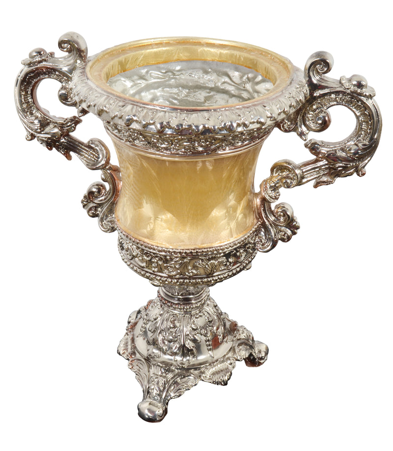 Crinkled Silver Held Urn Accessories Vases Urns Bowls Polyresin Gold Handcraft