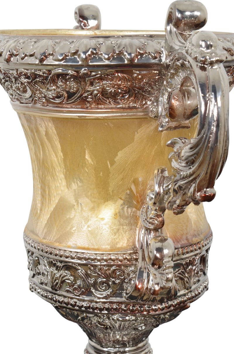 Crinkled Silver Held Urn Accessories Vases Urns Bowls Polyresin Gold Handcraft