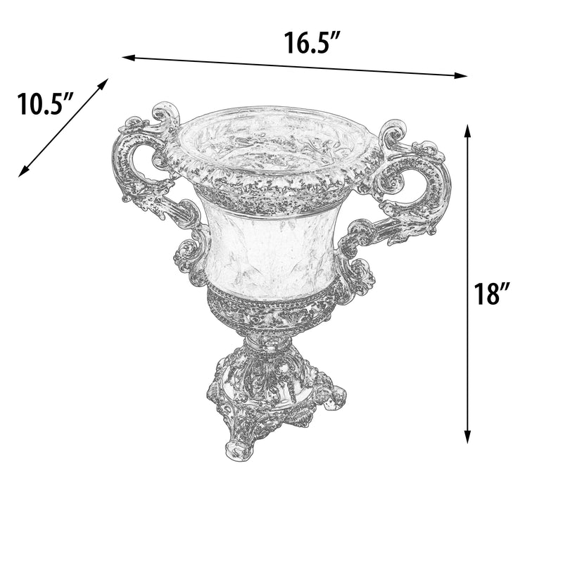 Crinkled Silver Held Urn Accessories Vases Urns Bowls Polyresin Gold Handcraft