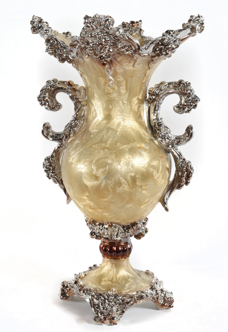 20"H Crinkled Silver Decorative Handcrafted Vase Urn Bowl