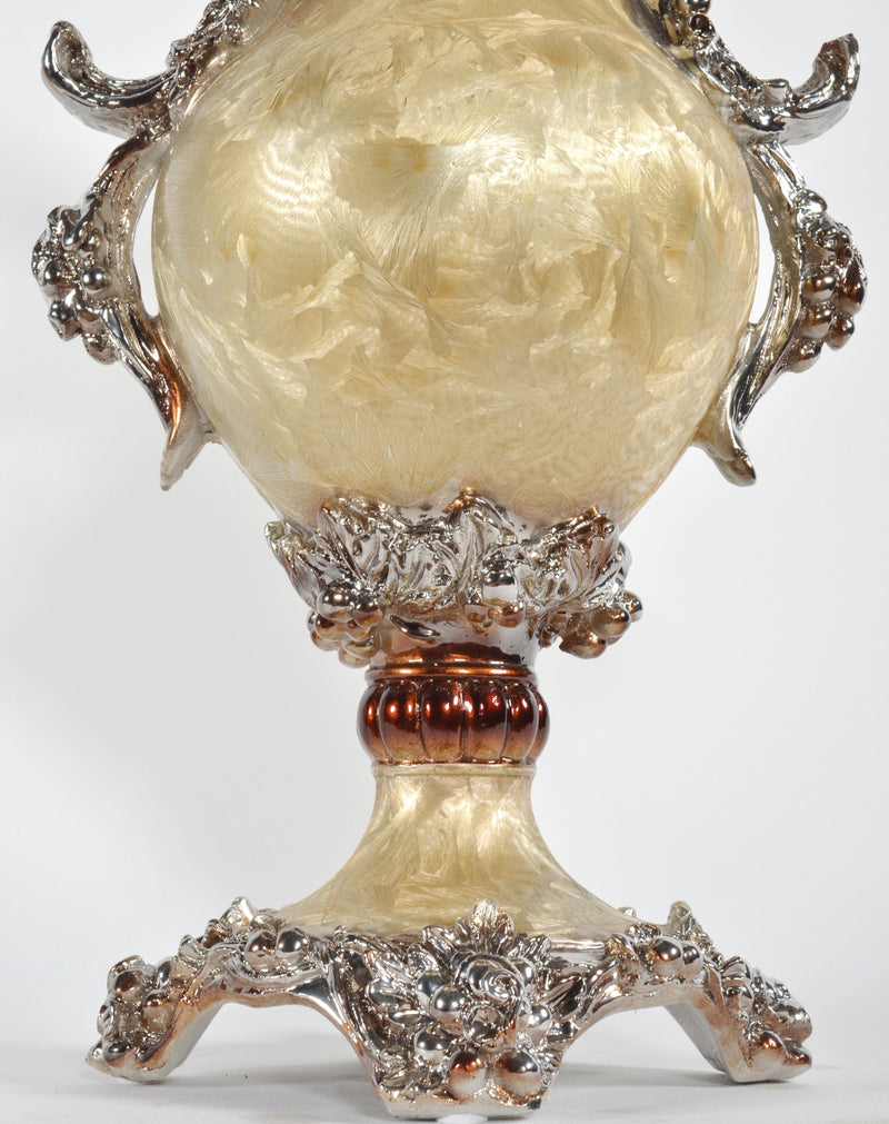 20"H Crinkled Silver Decorative Handcrafted Vase Urn Bowl