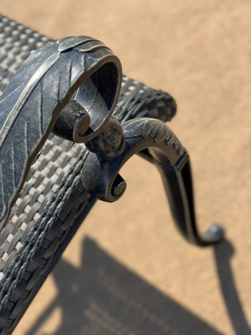 Wyndemere Chair Dining Outdoor, Patio, High Back, Arm, Aluminum, Woven, Black, Bridgeton Moore Patio