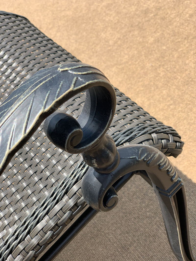 Wyndemere Chair Dining Outdoor, Patio, High Back, Arm, Aluminum, Woven, Black, Bridgeton Moore Patio