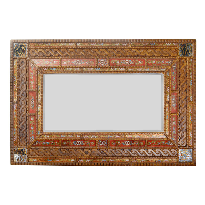 Serpentine Reverse Painted Glass Rectangular Wall Mirror 48"W x 71"H