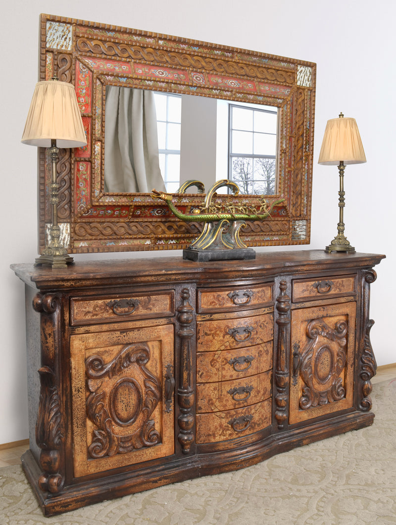 Serpentine Reverse Painted Glass Rectangular Wall Mirror 48"W x 71"H