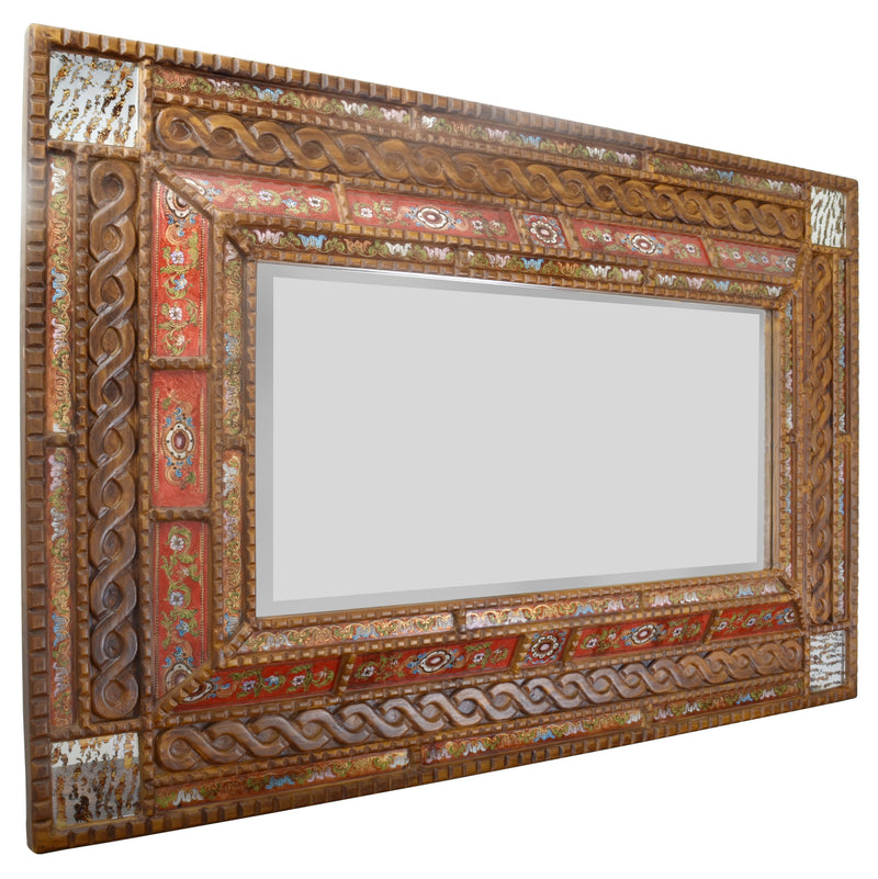 Serpentine Reverse Painted Glass Rectangular Wall Mirror 48"W x 71"H