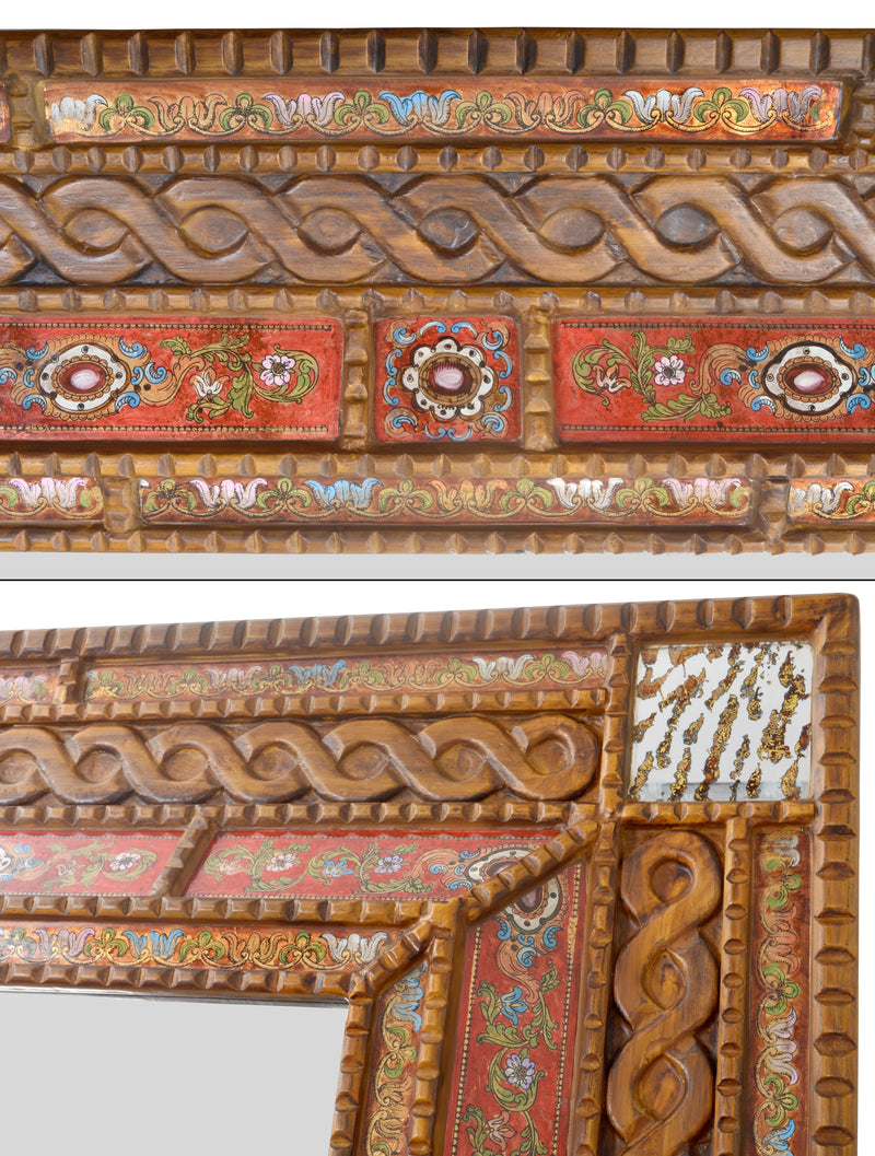 Serpentine Reverse Painted Glass Rectangular Wall Mirror 48"W x 71"H