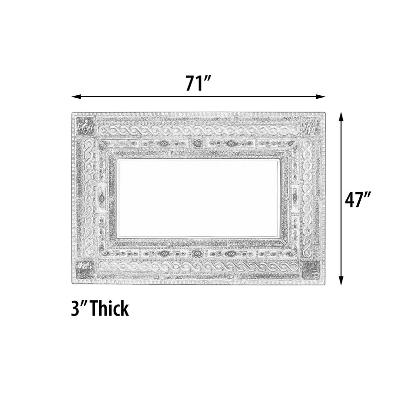 Serpentine Reverse Painted Glass Rectangular Wall Mirror 48"W x 71"H