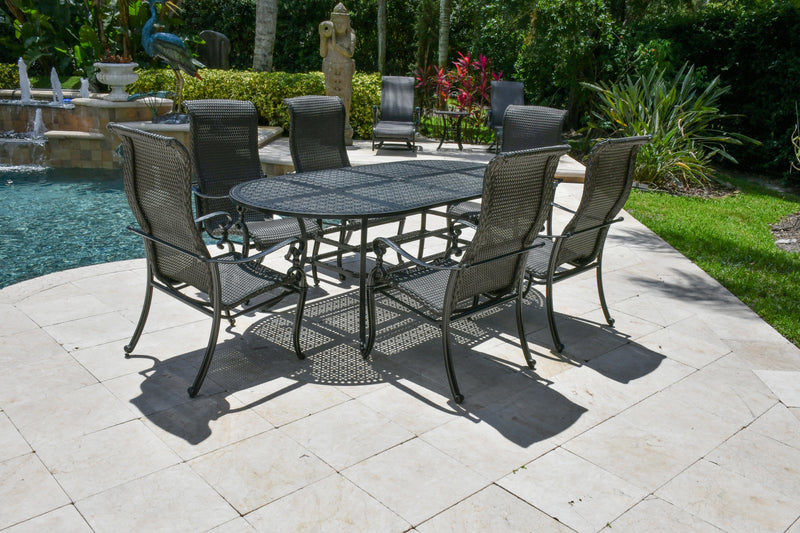 Wyndemere Table Oval Set of 7 w Chairs, Outdoor, Dining, Aluminum, Woven, Patio Black Bridgeton Moore Patio