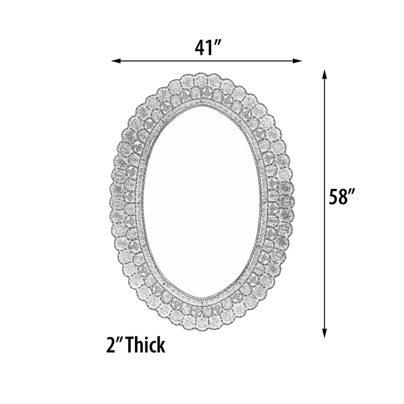Scalloped Reverse Painted Glass Oval Wall Mirror 41"W x 58"H