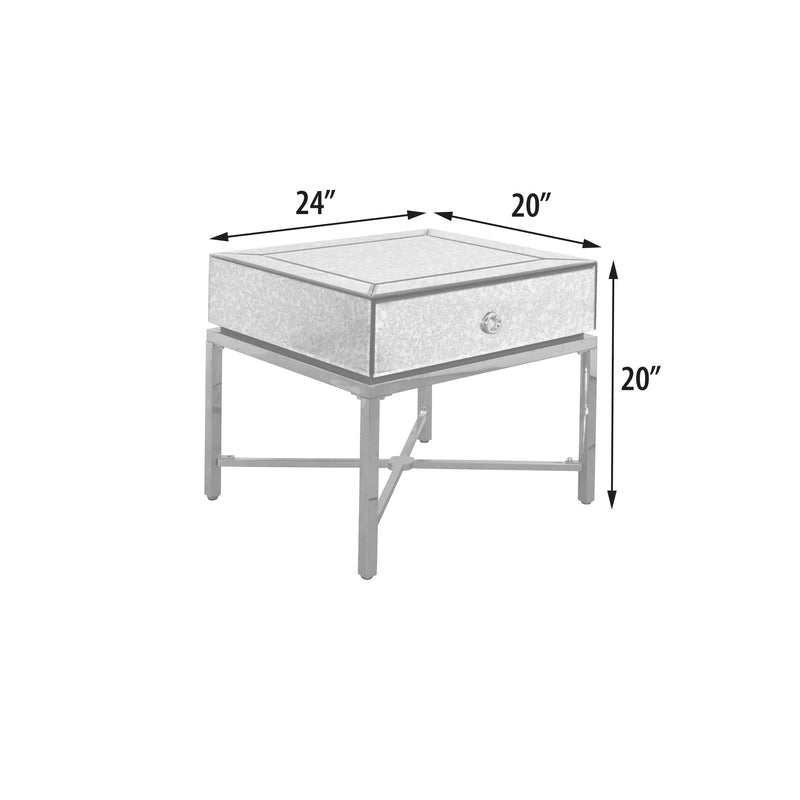 20" Hollywood Glam Gold Contemporary Side Mirrored End Table
