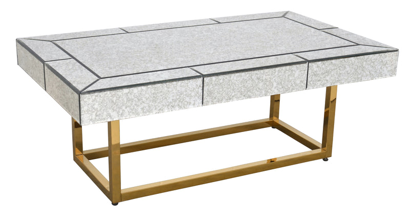 Hollywood Glam Gold Trim Contemporary Side Mirrored End Table Coffee Table