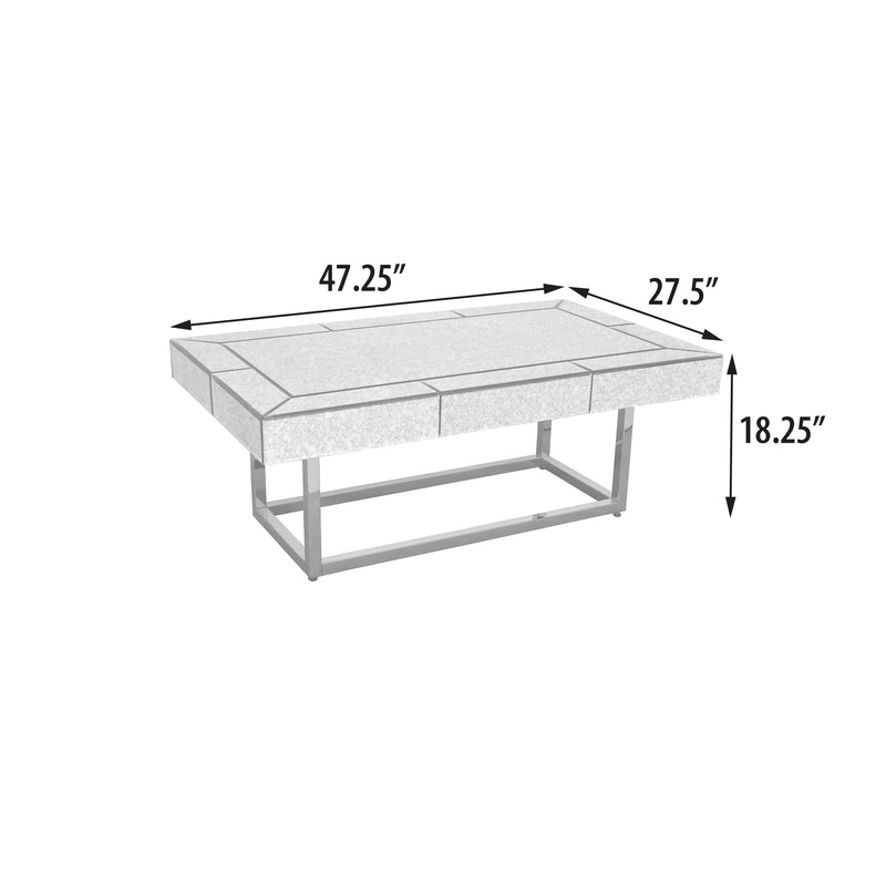 Hollywood Glam Gold Trim Contemporary Side Mirrored End Table Coffee Table
