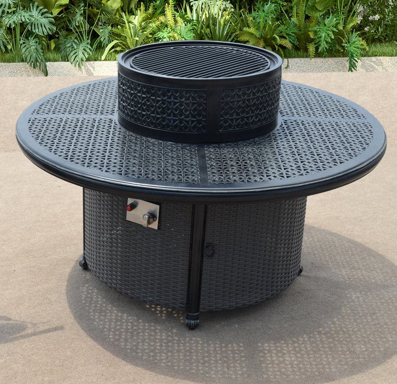 Wyndemere Outdoor Firepit Table Propane, Hibachi Grill with Accessories Bridgeton Moore Patio