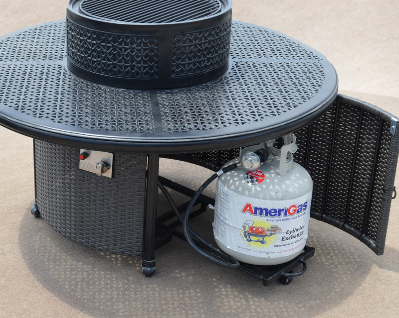 Wyndemere Outdoor Firepit Table Propane, Hibachi Grill with Accessories Bridgeton Moore Patio