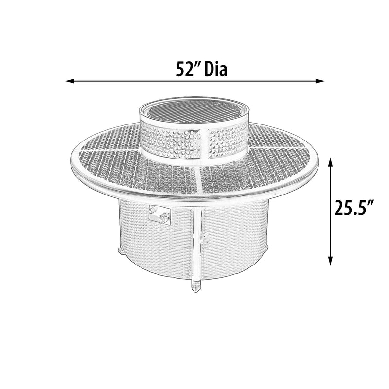 Wyndemere Outdoor Firepit Table Propane, Hibachi Grill with Accessories Bridgeton Moore Patio