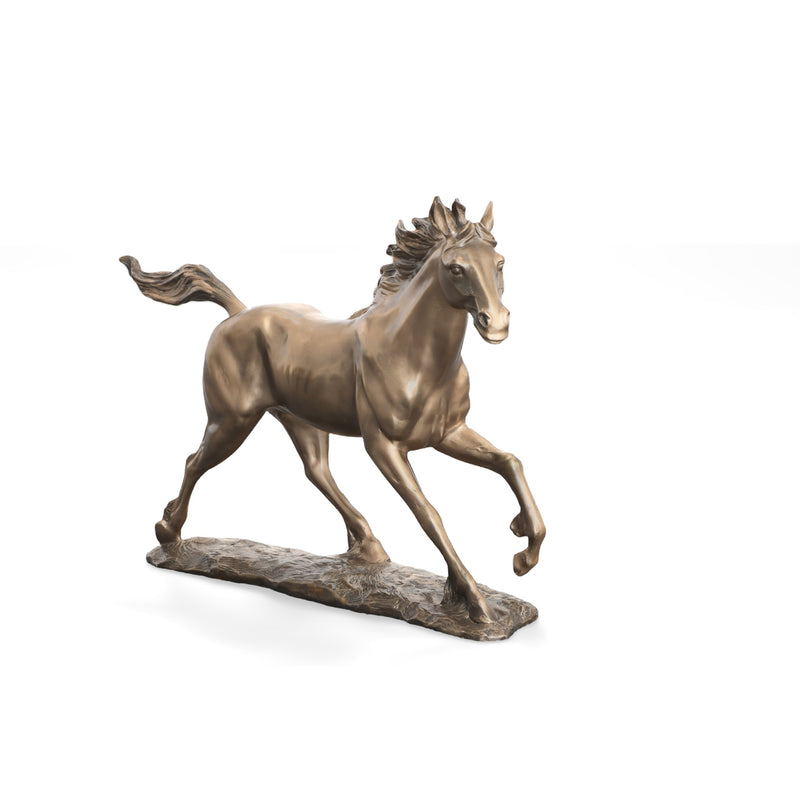 14.56"H Bronzed Galloping Horse Decorative Bronze Statue Resin, Copper