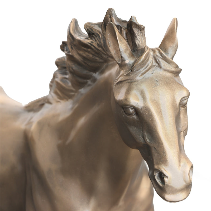 14.56"H Bronzed Galloping Horse Decorative Bronze Statue Resin, Copper
