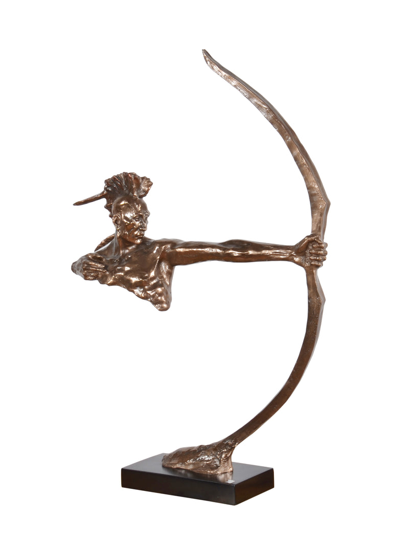 Bronzed Indian Shooter Native American Statue Sculpture Decorative Object