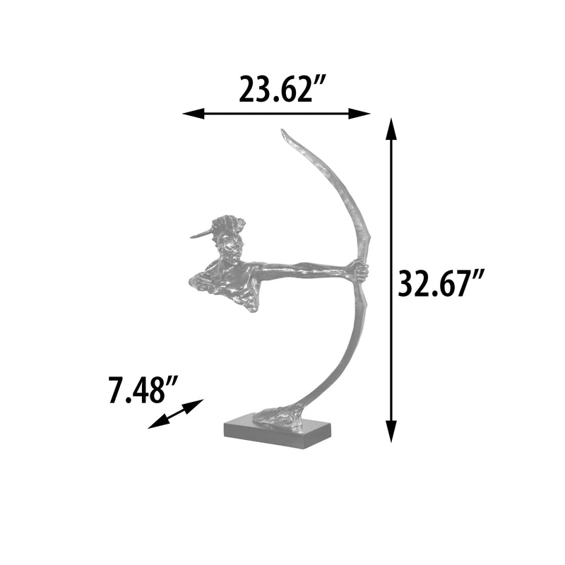 Bronzed Indian Shooter Native American Statue Sculpture Decorative Object