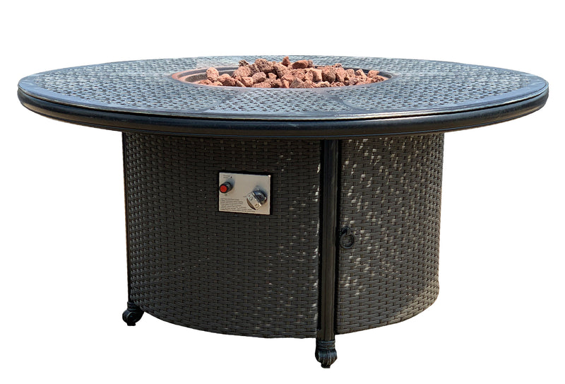 Wyndemere Outdoor Firepit Table Set of 6 w Club Chairs, Propane, Hibachi Grill with Accessories Set Outdoor, Bridgeton Moore Patio