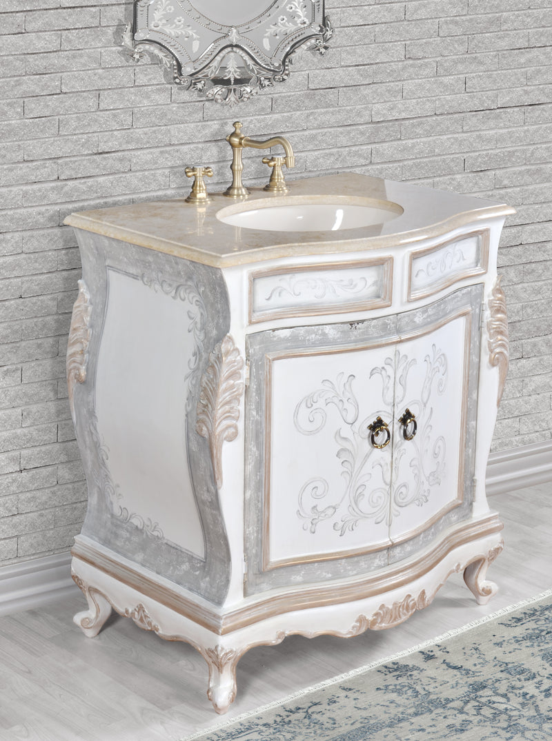 Cabo Blanco Handmade Bathroom Sink Vanity Cabinet 33  Inches