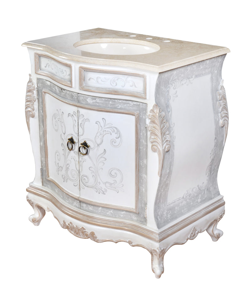 Cabo Blanco Handmade Bathroom Sink Vanity Cabinet 33  Inches