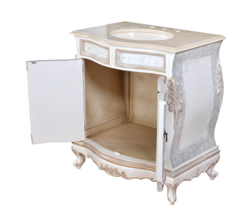 Cabo Blanco Handmade Bathroom Sink Vanity Cabinet 33  Inches