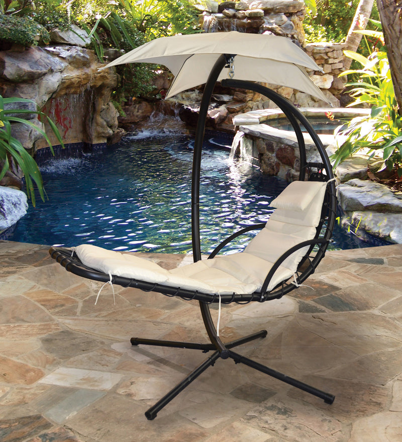 Sky Lounger Beige Sumbrella, Hanging Swing Chair Outdoor Bridgeton Moore Patio Furniture