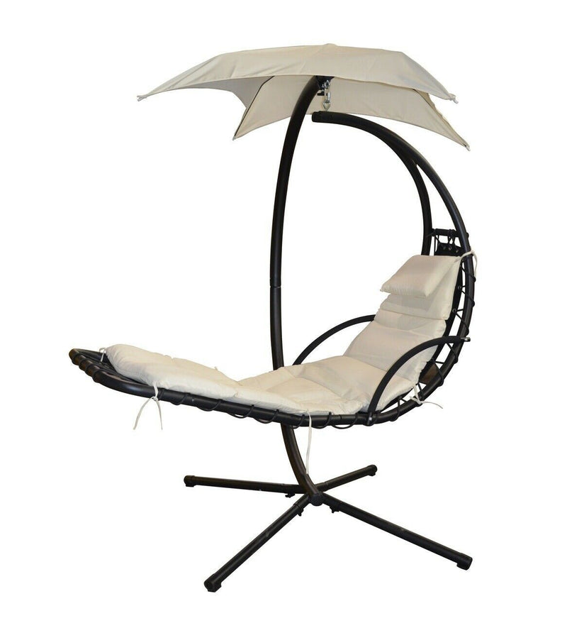 Sky Lounger Beige Sumbrella, Hanging Swing Chair Outdoor Bridgeton Moore Patio Furniture