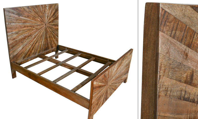 Mango Wood Solid Parquet King Bed