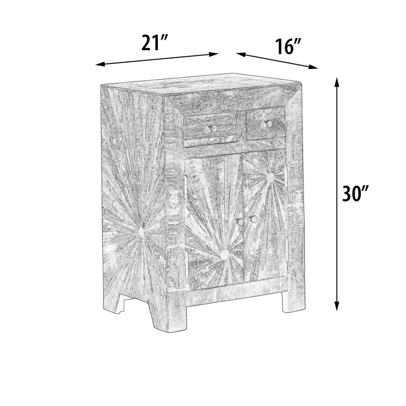 Mango Wood Solid Parquet Bedside 2 Door Cabinet