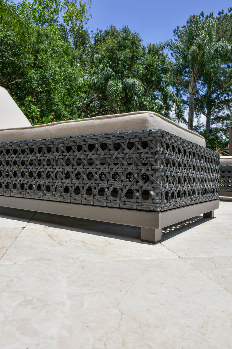 Monterey Chaise Lounge, Outdoor, Bridgeton Moore, Aluminum, Woven, Sumbrella Fabric, Adjustable Back, Patio, Furniture