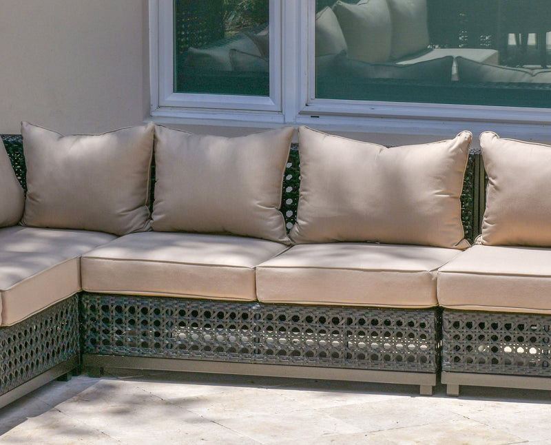Monterey Outdoor Armless 2 Seater Sofa, Bridgeton Moore, Aluminum, Woven, Sumbrella Fabric Deep Seating, Love Seat, Settee