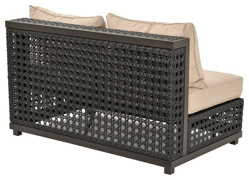 Monterey Outdoor Armless 2 Seater Sofa, Bridgeton Moore, Aluminum, Woven, Sumbrella Fabric Deep Seating, Love Seat, Settee