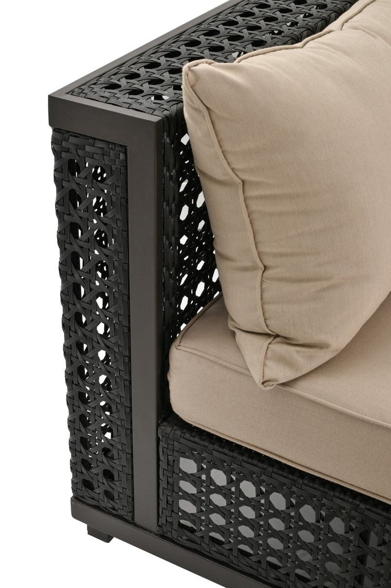 Monterey Outdoor Armless 2 Seater Sofa, Bridgeton Moore, Aluminum, Woven, Sumbrella Fabric Deep Seating, Love Seat, Settee