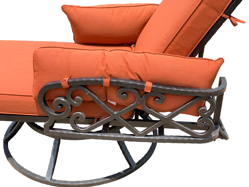 Chillounger Chaise Lounge Swivel,  Plush,  Sunbrella Cushions,  Aluminum,  Bridgeton Moore Patio Furniture