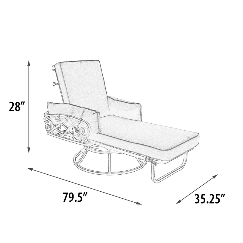 Chillounger Chaise Lounge Swivel,  Plush,  Sunbrella Cushions,  Aluminum,  Bridgeton Moore Patio Furniture