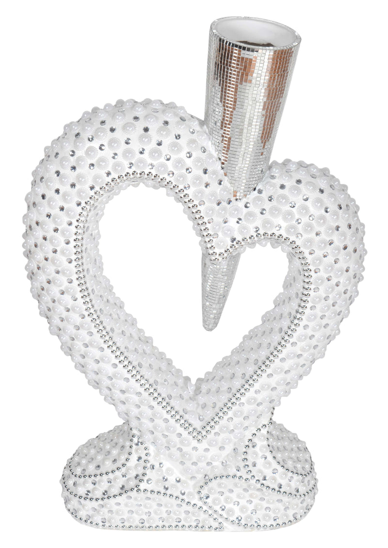 White Heart Small Accessories Vases Urns Bowls Polyresin White Handcraft