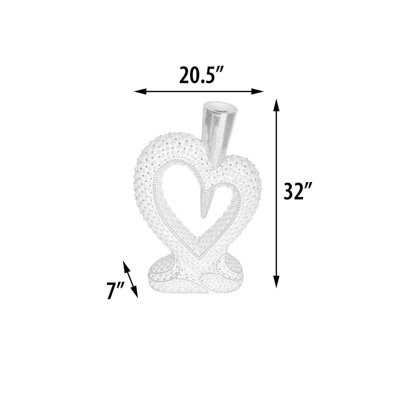 White Heart Small Accessories Vases Urns Bowls Polyresin White Handcraft