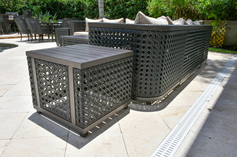 Monterey 8pc Outdoor Sectional Set, Ultimate Bridgeton Moore, Aluminum, Woven, Sumbrella Fabric, Patio, Furniture