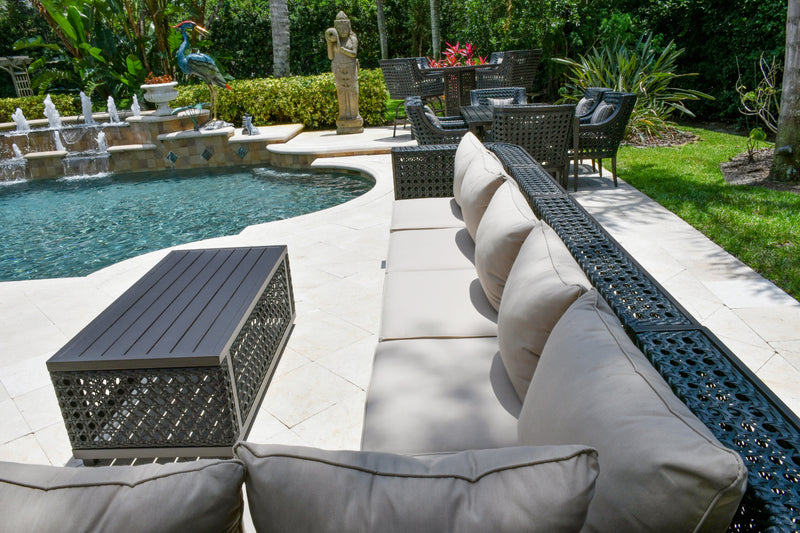 Monterey 8pc Outdoor Sectional Set, Ultimate Bridgeton Moore, Aluminum, Woven, Sumbrella Fabric, Patio, Furniture