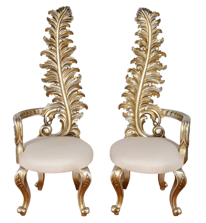 Platina Linen Italia Leaf Baroque High Back Chair Suzette Set of 2