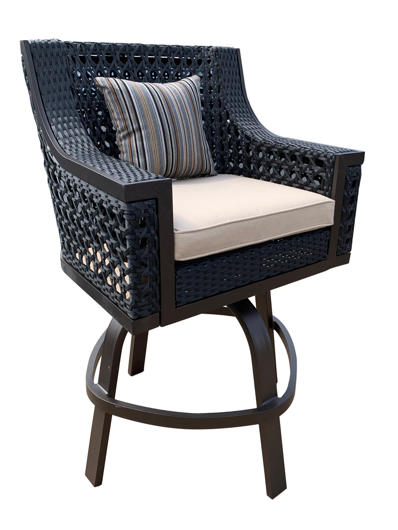 Monterey Swivel Bar Stool, Outdoor, Bridgeton Moore, Aluminum, Woven, Sumbrella Fabric