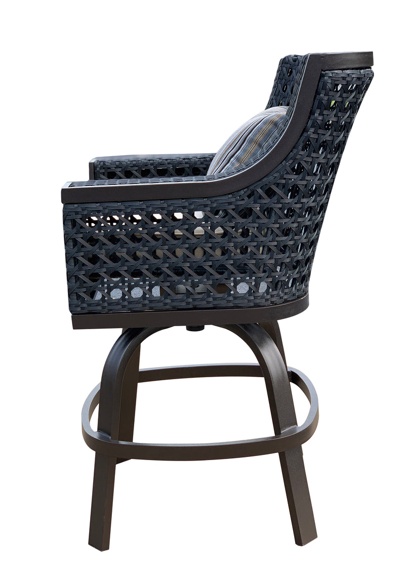 Monterey Swivel Bar Stool, Outdoor, Bridgeton Moore, Aluminum, Woven, Sumbrella Fabric