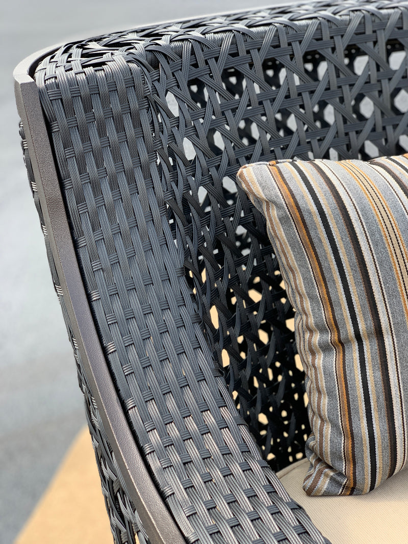 Monterey Swivel Bar Stool, Outdoor, Bridgeton Moore, Aluminum, Woven, Sumbrella Fabric