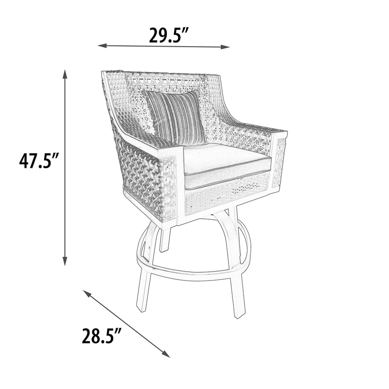 Monterey Swivel Bar Stool, Outdoor, Bridgeton Moore, Aluminum, Woven, Sumbrella Fabric
